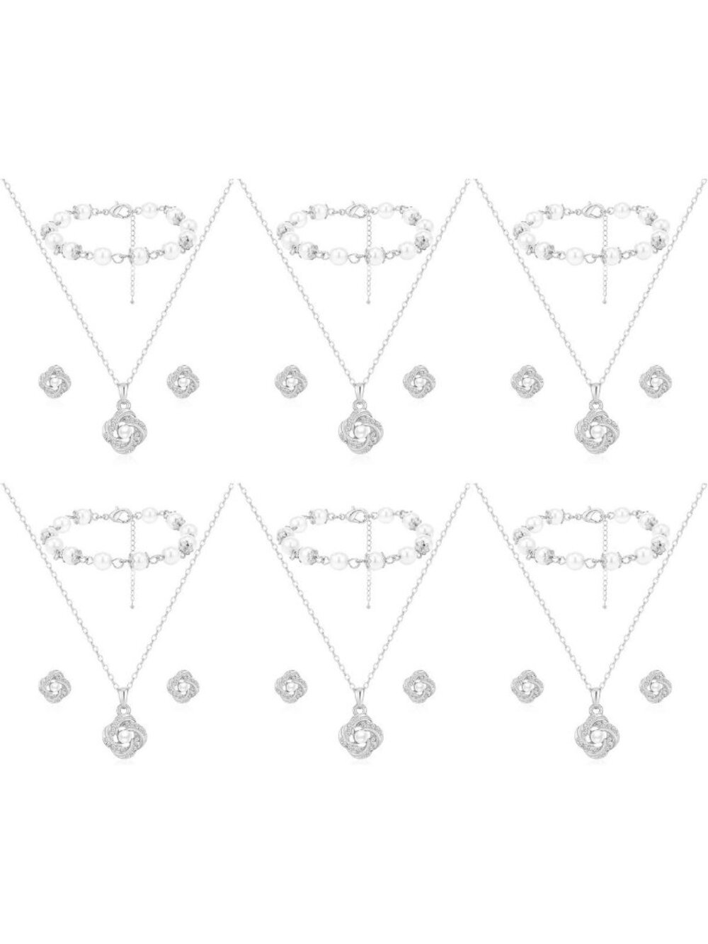 Elegant Bridesmaid Jewelry Set - 18k Gold/Rose Gold/Silver Plated Love Knot with